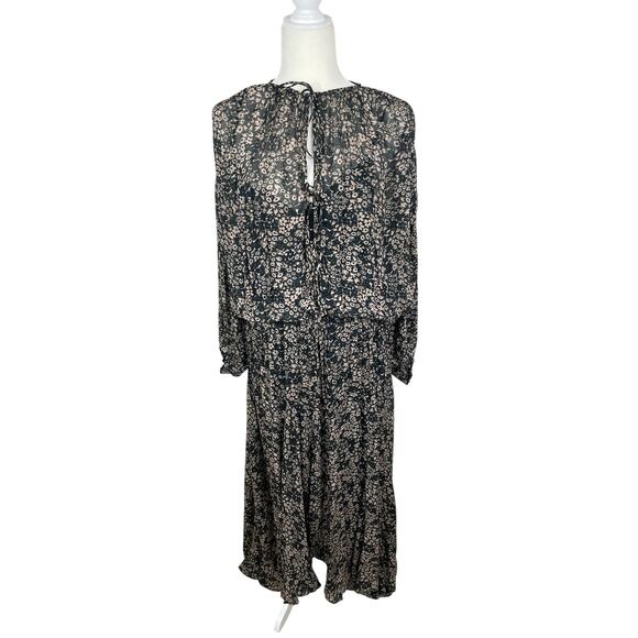 Isabel Marant Étoile Laureli Floral Print Viscose Midi Dress Black Sz 38/6 NEW - Picture 1 of 15